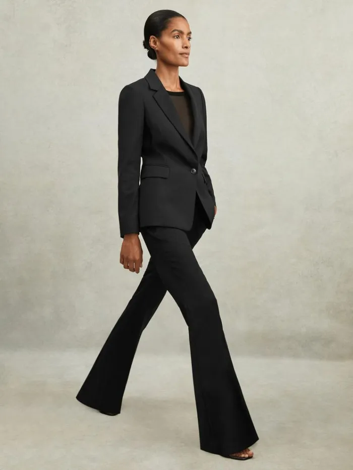 REISS Suits and Tailoring Women WoolBlend Tailored Flared Suit Trousers Black