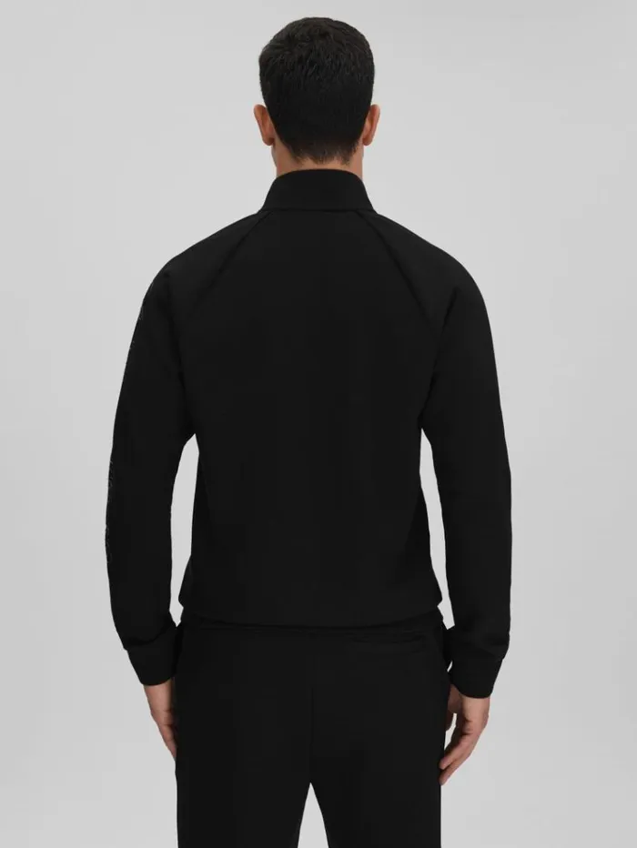 REISS Sweats Hoodies and Joggers Men Interlock Jersey HalfZip Funnel Neck Sweatshirt Black