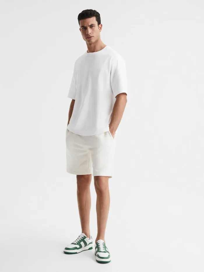 REISS TShirts Men Oversized Garment Dye TShirt White