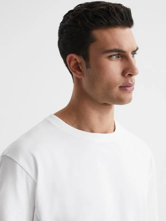 REISS TShirts Men Oversized Garment Dye TShirt White