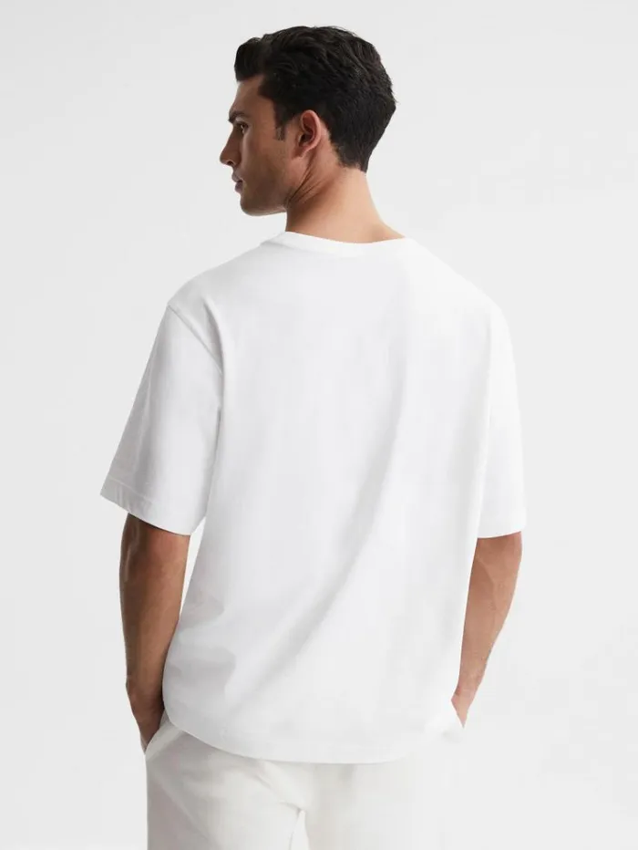 REISS TShirts Men Oversized Garment Dye TShirt White