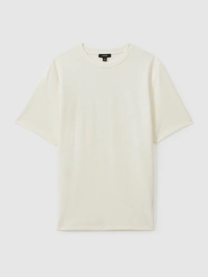 REISS TShirts Men Textured Crew Neck TShirt Off White