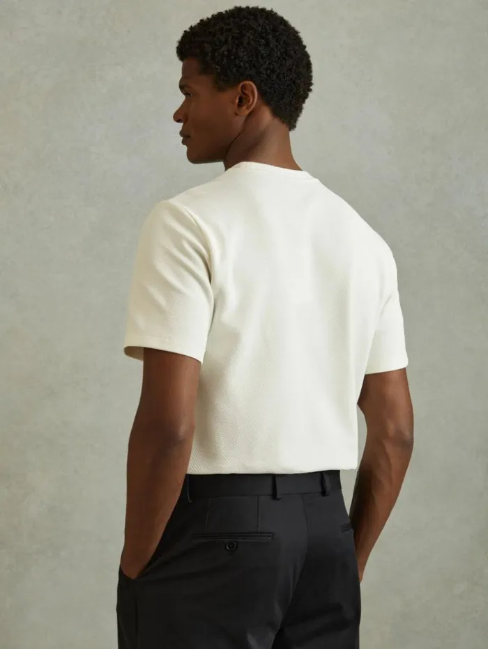 REISS TShirts Men Textured Crew Neck TShirt Off White