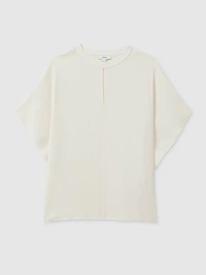 REISS Tops Women Draped Sleeve Top Ivory