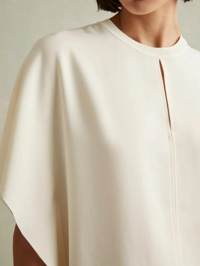REISS Tops Women Draped Sleeve Top Ivory