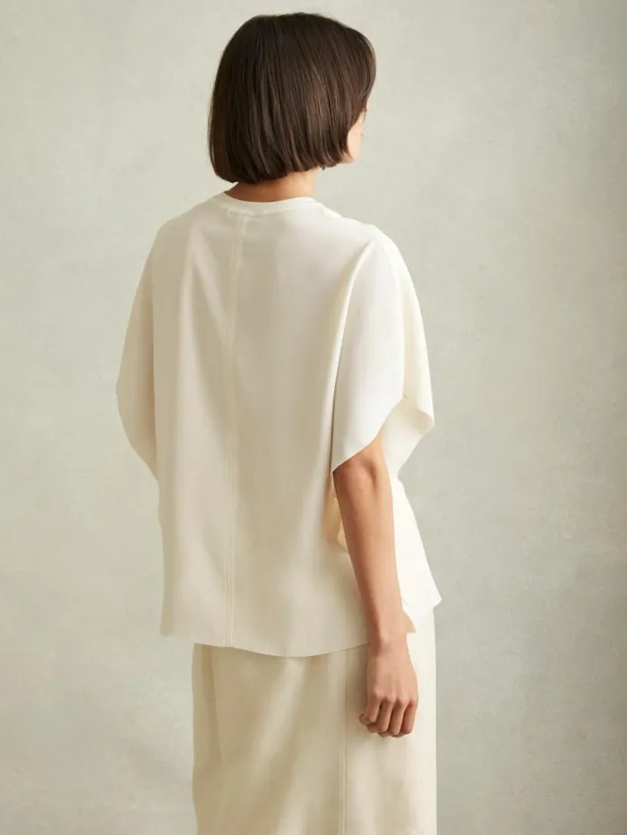 REISS Tops Women Draped Sleeve Top Ivory