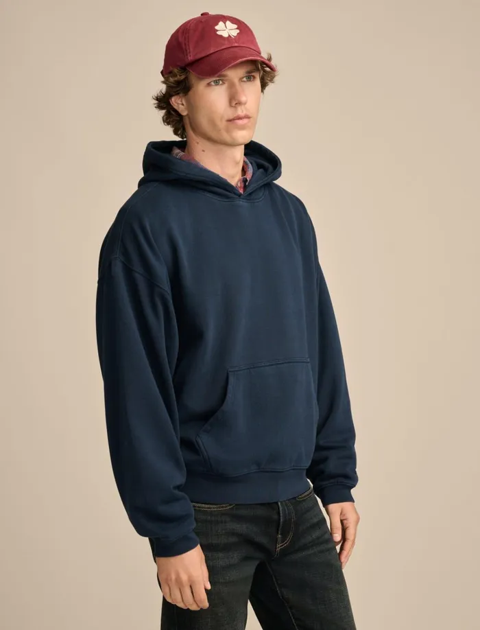Relaxed Fleece Hoodie Black Iris Men Lucky Brand Activewear