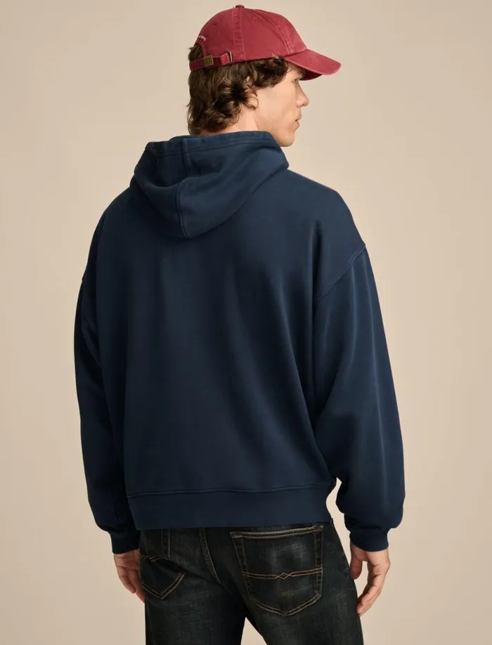 Relaxed Fleece Hoodie Black Iris Men Lucky Brand Activewear