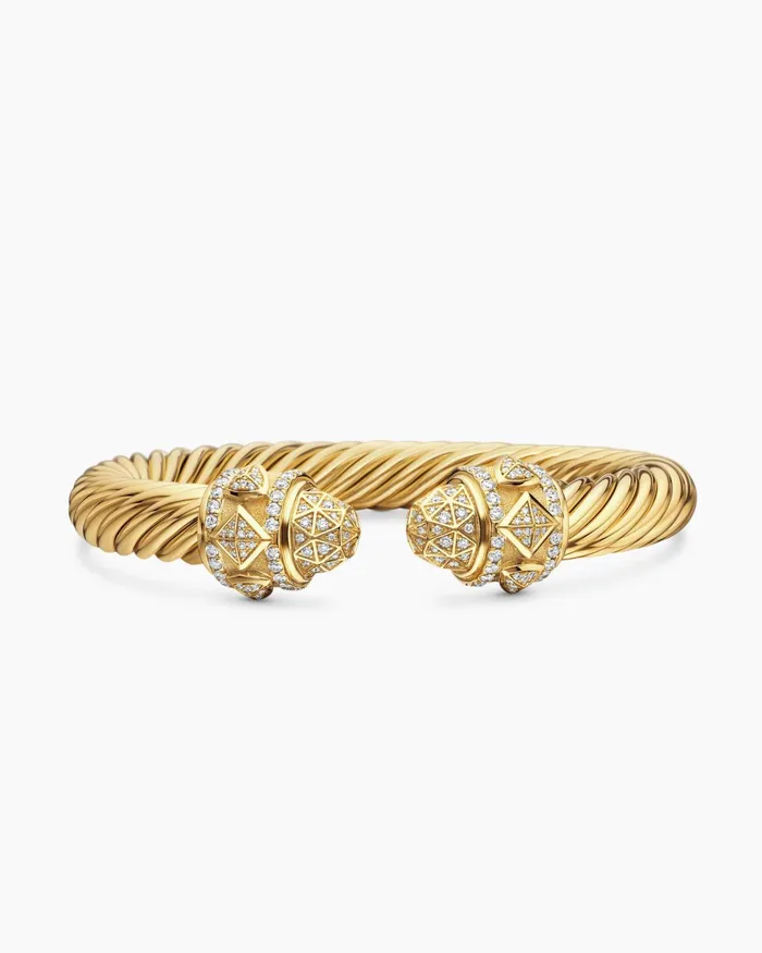 Renaissance Cablespira Bracelet In 18K Yellow Gold With Diamonds 9mm Women David Yurman Cuff Renaissance Cablespira Bracelet In 18K Yellow Gold With Diamonds 9mm Women David Yurman Cuff