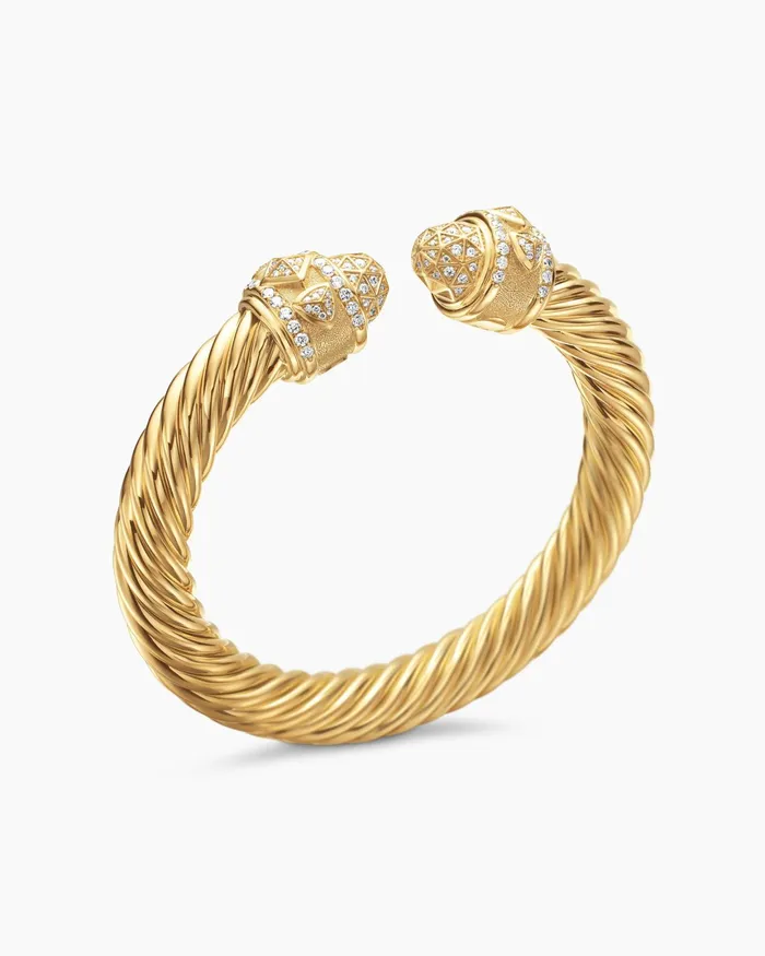 Renaissance Cablespira Bracelet In 18K Yellow Gold With Diamonds 9mm Women David Yurman Cuff Renaissance Cablespira Bracelet In 18K Yellow Gold With Diamonds 9mm Women David Yurman Cuff