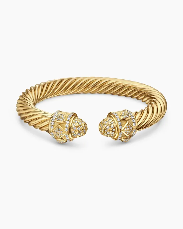 Renaissance Cablespira Bracelet In 18K Yellow Gold With Diamonds 9mm Women David Yurman Cuff Renaissance Cablespira Bracelet In 18K Yellow Gold With Diamonds 9mm Women David Yurman Cuff