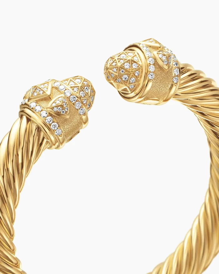 Renaissance Cablespira Bracelet In 18K Yellow Gold With Diamonds 9mm Women David Yurman Cuff Renaissance Cablespira Bracelet In 18K Yellow Gold With Diamonds 9mm Women David Yurman Cuff