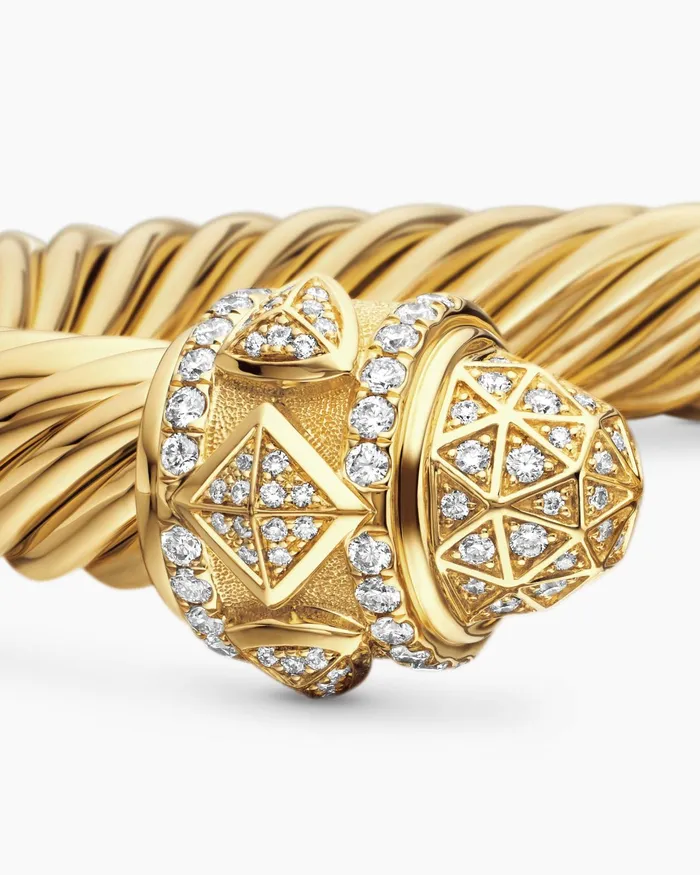 Renaissance Cablespira Bracelet In 18K Yellow Gold With Diamonds 9mm Women David Yurman Cuff Renaissance Cablespira Bracelet In 18K Yellow Gold With Diamonds 9mm Women David Yurman Cuff