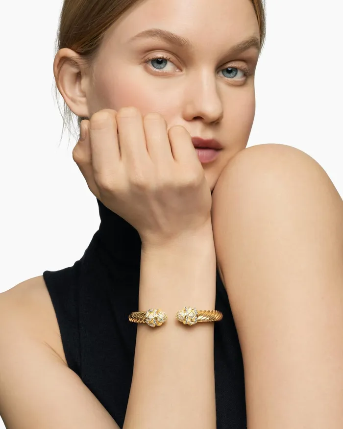Renaissance Cablespira Bracelet In 18K Yellow Gold With Diamonds 9mm Women David Yurman Cuff Renaissance Cablespira Bracelet In 18K Yellow Gold With Diamonds 9mm Women David Yurman Cuff