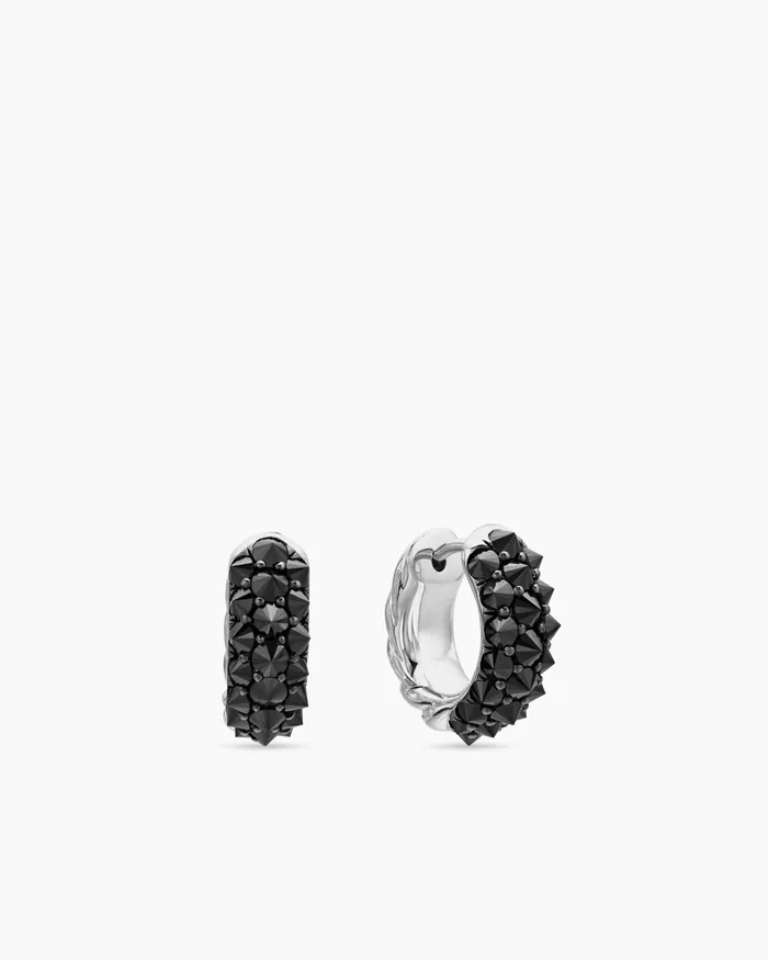 Reverse Set Pav Huggie Hoop Earrings In 18K White Gold With Black Diamonds 14mm Women David Yurman Hoop Reverse Set Pav Huggie Hoop Earrings In 18K White Gold With Black Diamonds 14mm Women David Yurman Hoop