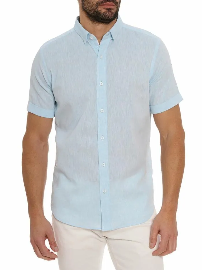 Robert Graham Button Down Shirts Men Palmer Short Sleeve Button Down Shirt Blue