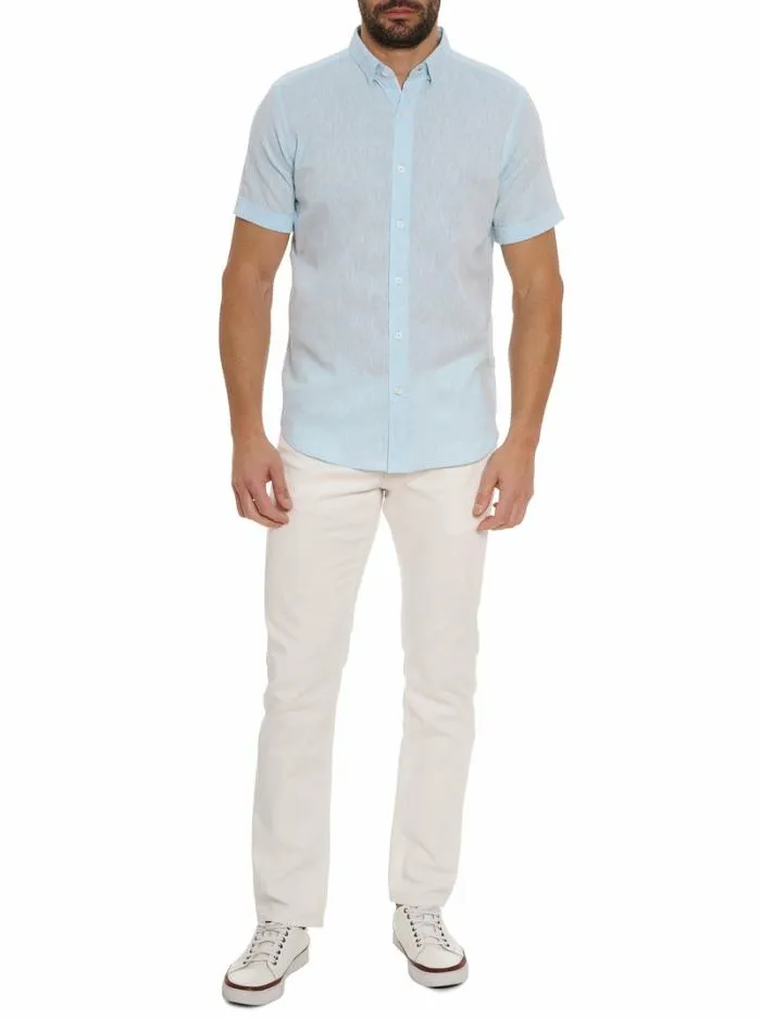Robert Graham Button Down Shirts Men Palmer Short Sleeve Button Down Shirt Blue