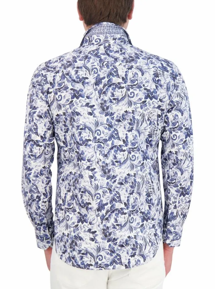 Robert Graham Button Down Shirts Men Santa Cruz Long Sleeve Button Down Shirt Blue