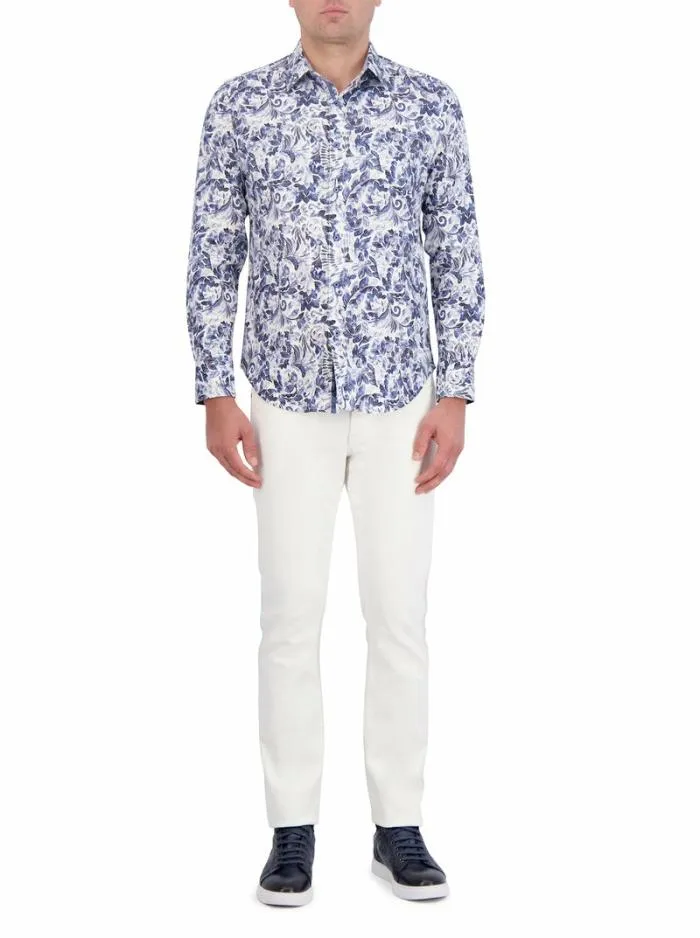 Robert Graham Button Down Shirts Men Santa Cruz Long Sleeve Button Down Shirt Blue