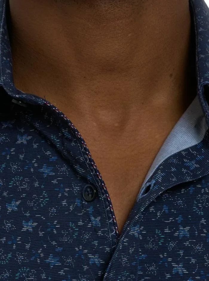 Robert Graham Button Down Shirts Men Schneider Motion Long Sleeve Knit Shirt Navy
