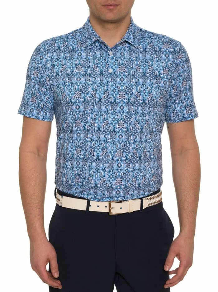 Robert Graham Polos and TShirts Men Medallion Tiles Performance Polo White