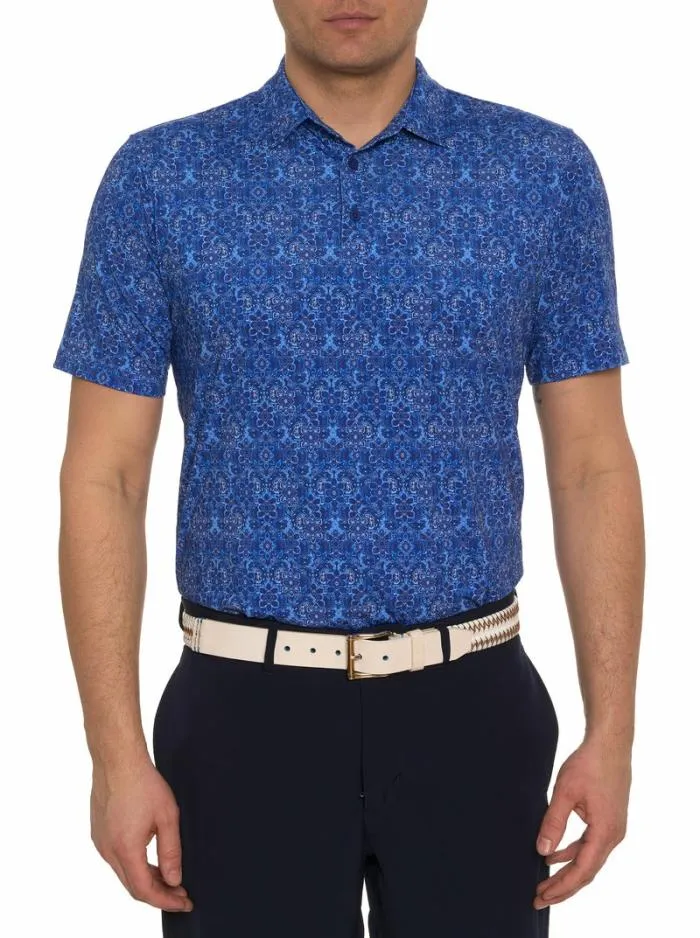 Robert Graham Polos and TShirts Men Medallion Tiles Performance Polo White