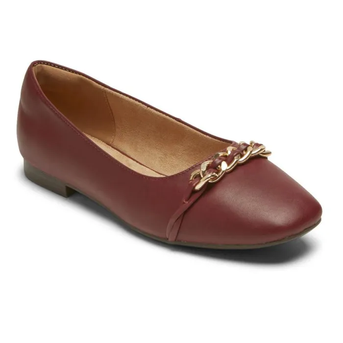 Rockport Flats Women Zoie Chain Ballet Flat Tawny Port Lthr