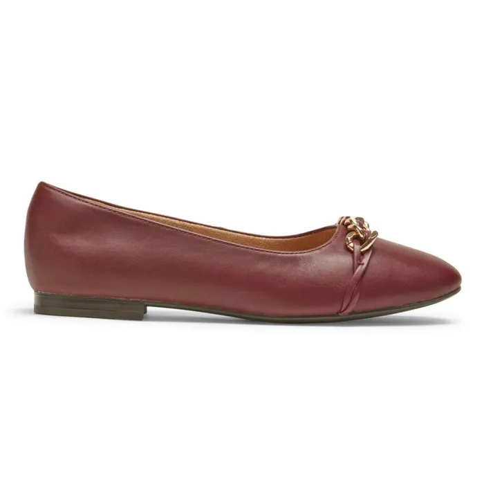 Rockport Flats Women Zoie Chain Ballet Flat Tawny Port Lthr