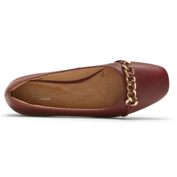 Rockport Flats Women Zoie Chain Ballet Flat Tawny Port Lthr