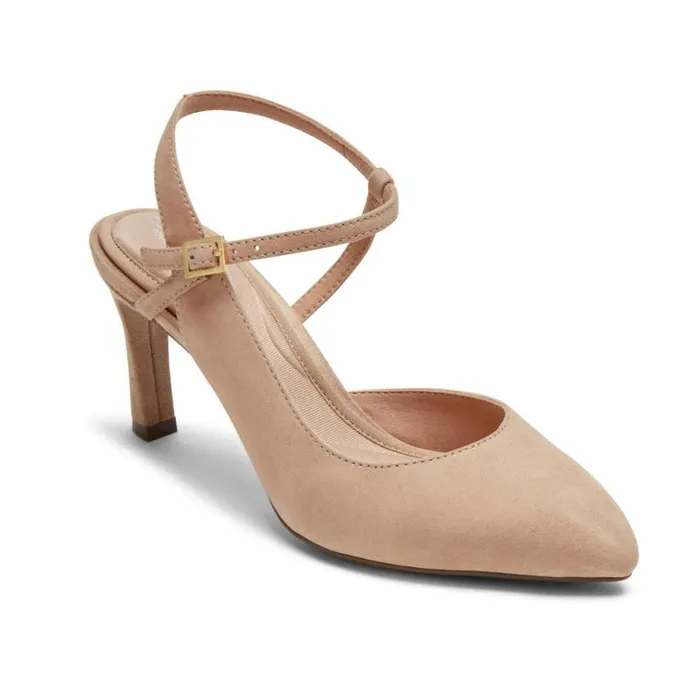 Rockport Heels Women Total Motion Sheehan Strappy Heel Beige Suede