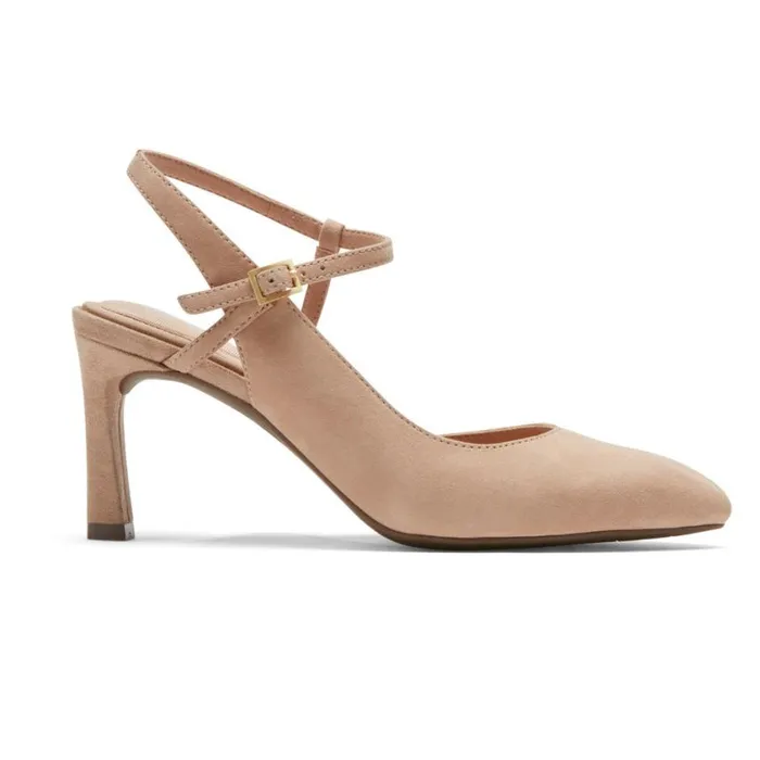 Rockport Heels Women Total Motion Sheehan Strappy Heel Beige Suede