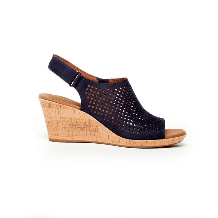 Rockport Sandals and Wedges Women Briah Perforated Slingback Sandal Navy