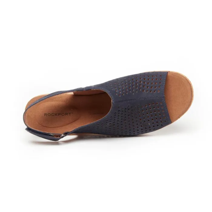 Rockport Sandals and Wedges Women Briah Perforated Slingback Sandal Navy