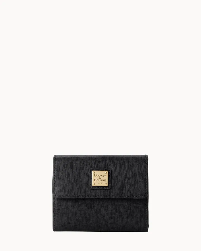 Saffiano Small Flap Credit Card Wallet Black Women Dooney and Bourke Mini Bags Saffiano Small Flap Credit Card Wallet Black Women Dooney and Bourke Mini Bags