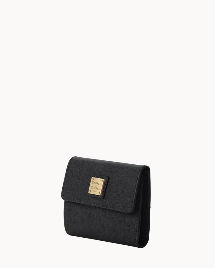 Saffiano Small Flap Credit Card Wallet Black Women Dooney and Bourke Mini Bags Saffiano Small Flap Credit Card Wallet Black Women Dooney and Bourke Mini Bags