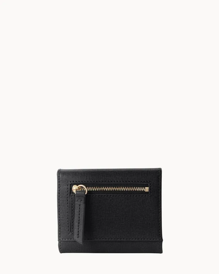 Saffiano Small Flap Credit Card Wallet Black Women Dooney and Bourke Mini Bags Saffiano Small Flap Credit Card Wallet Black Women Dooney and Bourke Mini Bags