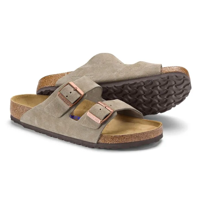 Sandals Men Orvis Birkenstock Arizona Soft Footbed Suede Sandals Taupe