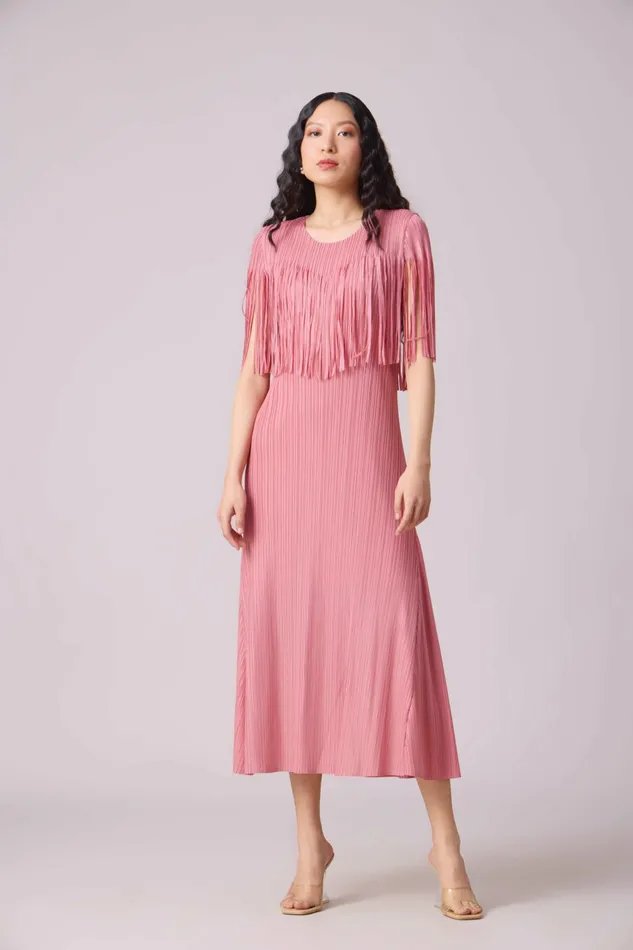 Scarlet Sage Dresses Alisha Fringe Dress 8211 Pink 8211 Women