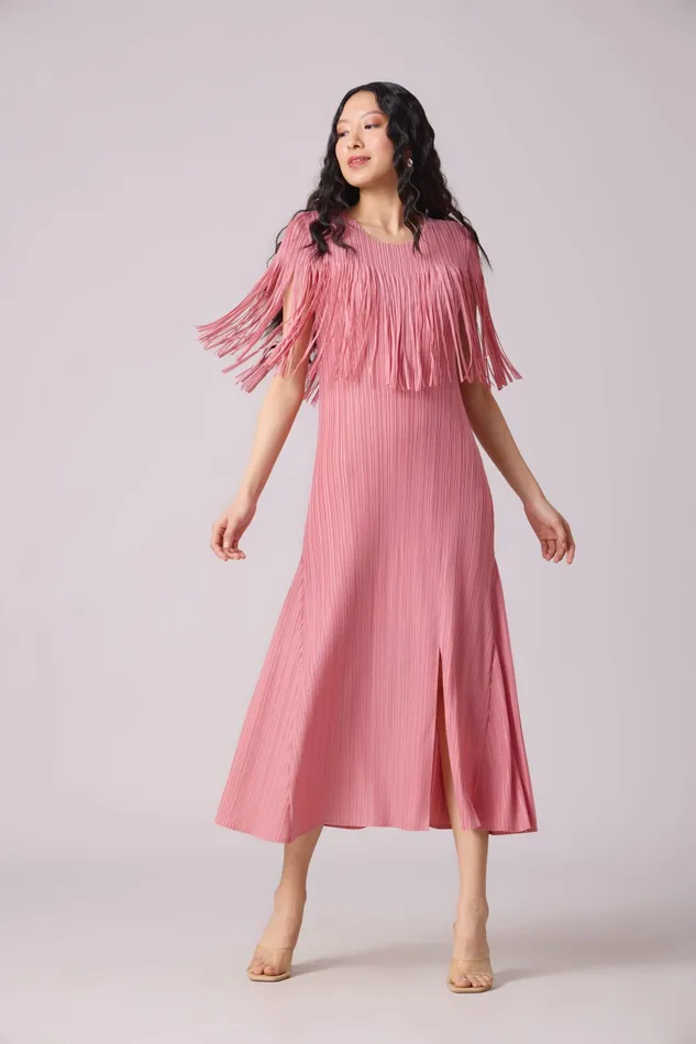 Scarlet Sage Dresses Alisha Fringe Dress 8211 Pink 8211 Women
