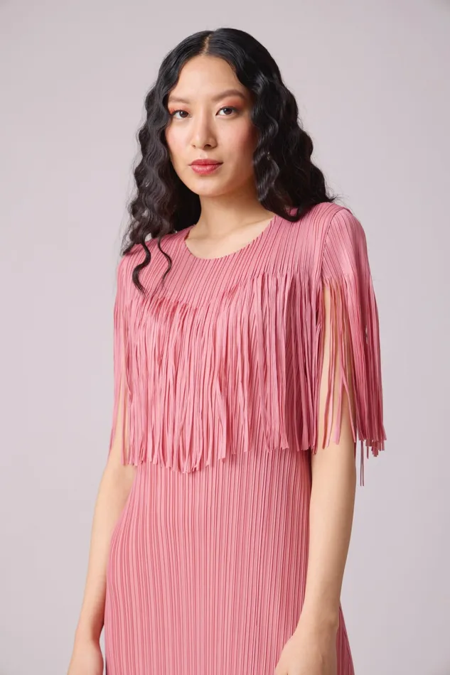 Scarlet Sage Dresses Alisha Fringe Dress 8211 Pink 8211 Women