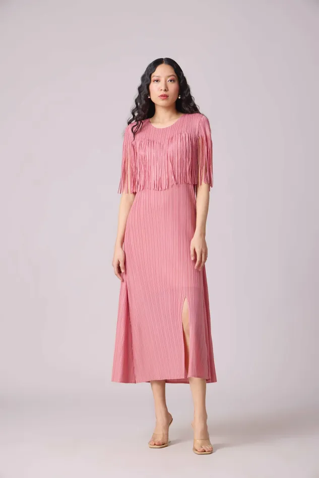 Scarlet Sage Dresses Alisha Fringe Dress 8211 Pink 8211 Women