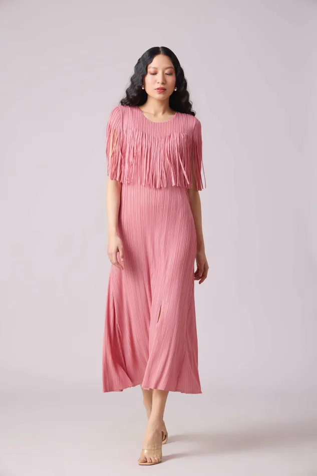 Scarlet Sage Dresses Alisha Fringe Dress 8211 Pink 8211 Women