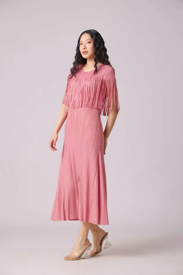 Scarlet Sage Dresses Alisha Fringe Dress 8211 Pink 8211 Women