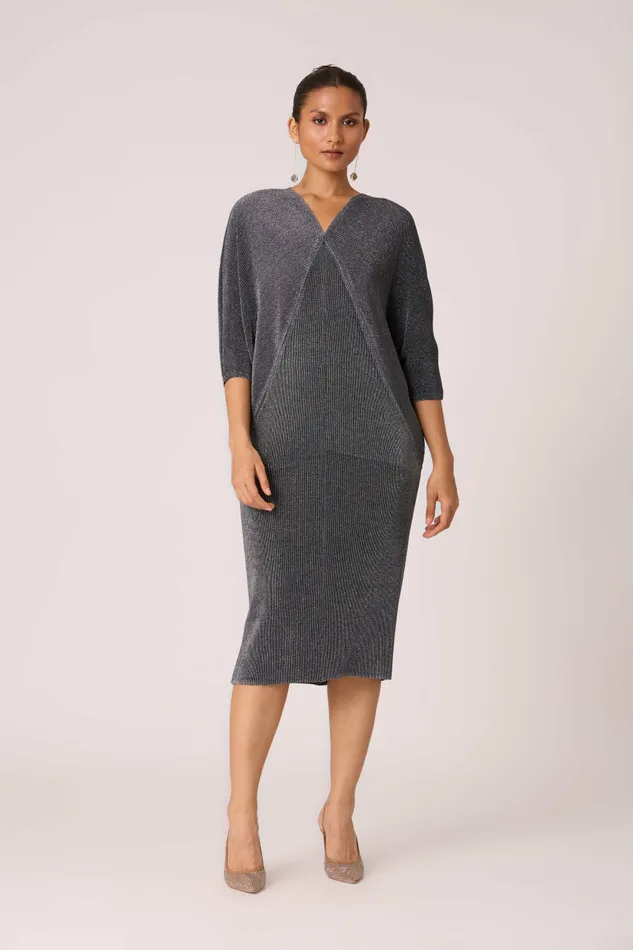 Scarlet Sage Dresses Blake Dress 8211 Metallic Black and Silver 8211 Women