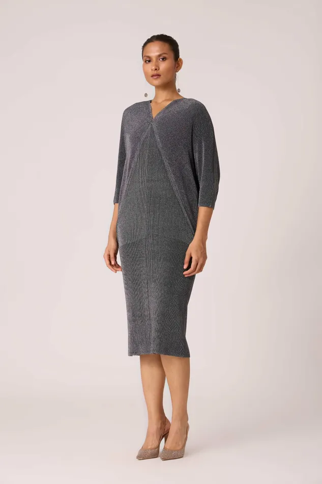 Scarlet Sage Dresses Blake Dress 8211 Metallic Black and Silver 8211 Women