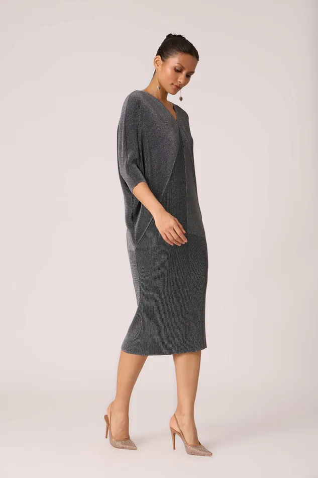 Scarlet Sage Dresses Blake Dress 8211 Metallic Black and Silver 8211 Women