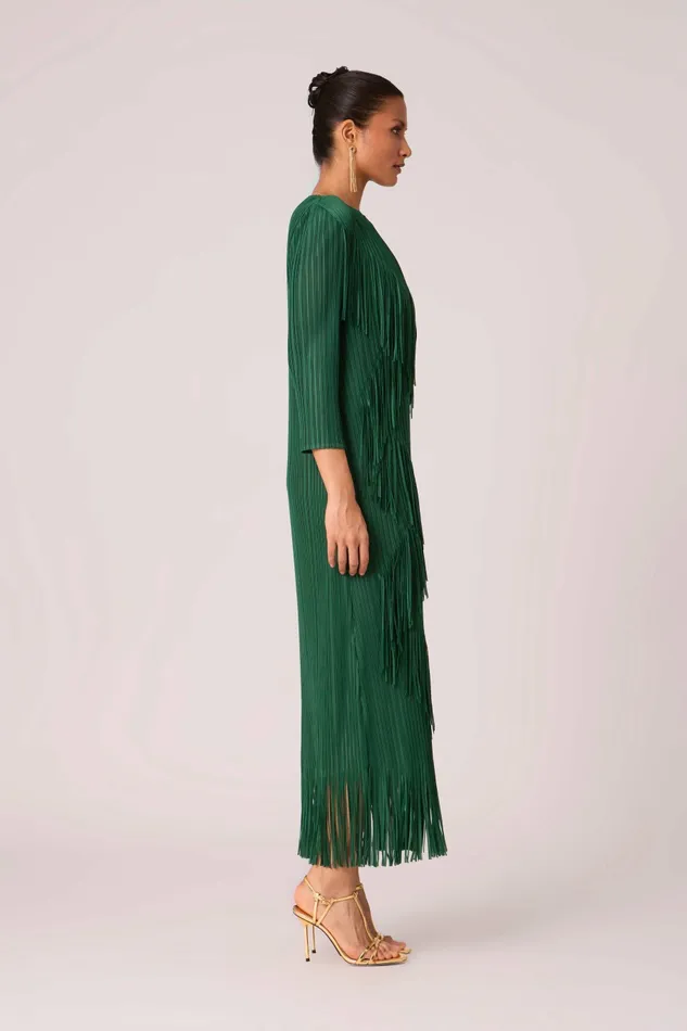 Scarlet Sage Dresses Chloe Fringed Dress 8211 Dark Green 8211 Women