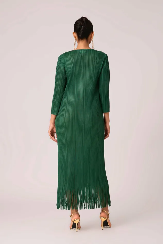 Scarlet Sage Dresses Chloe Fringed Dress 8211 Dark Green 8211 Women
