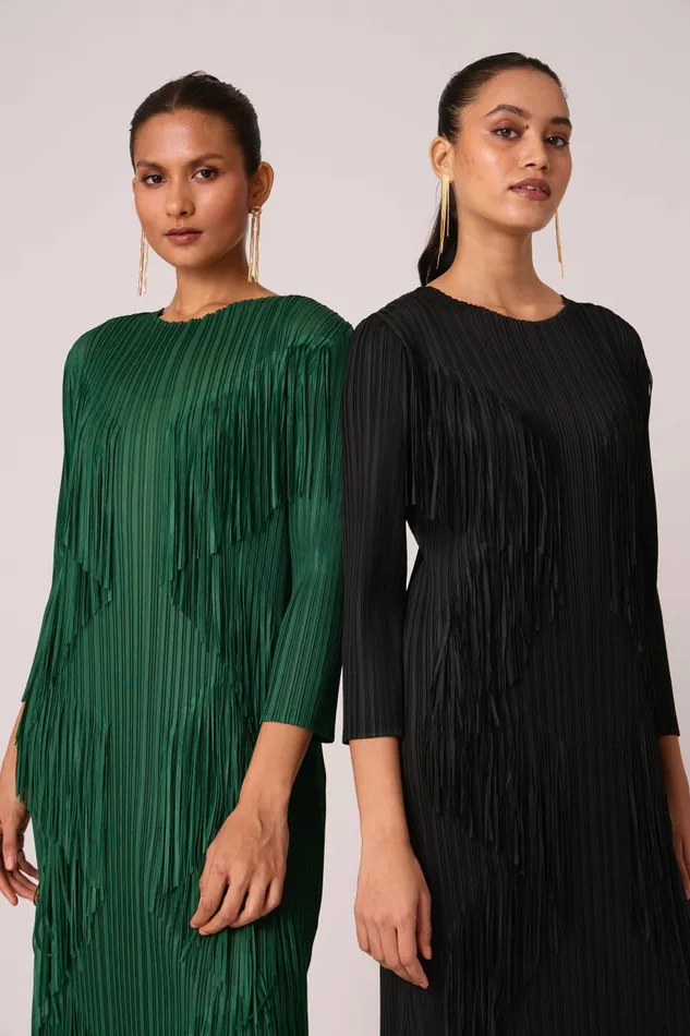 Scarlet Sage Dresses Chloe Fringed Dress 8211 Dark Green 8211 Women