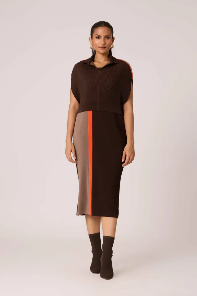Scarlet Sage Dresses Josie Dual Colour Dress 8211 Brown and Taupe 8211 Women